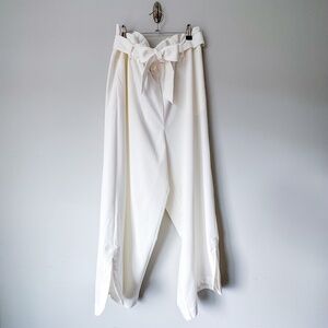 Eloquii White Wide Leg Side Split Hem Pants